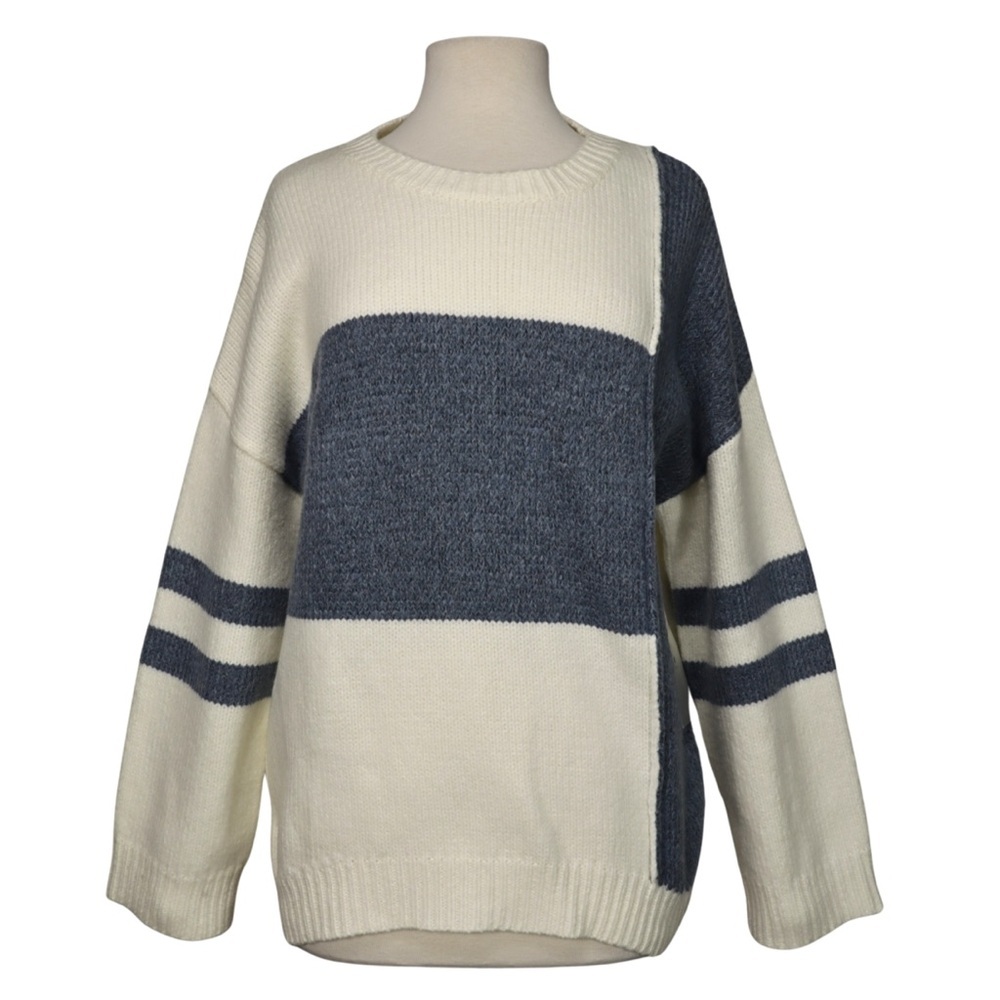 Sweater Wool‎ Blend Color Block Striped Knit Oversized O&O Women’s Size S